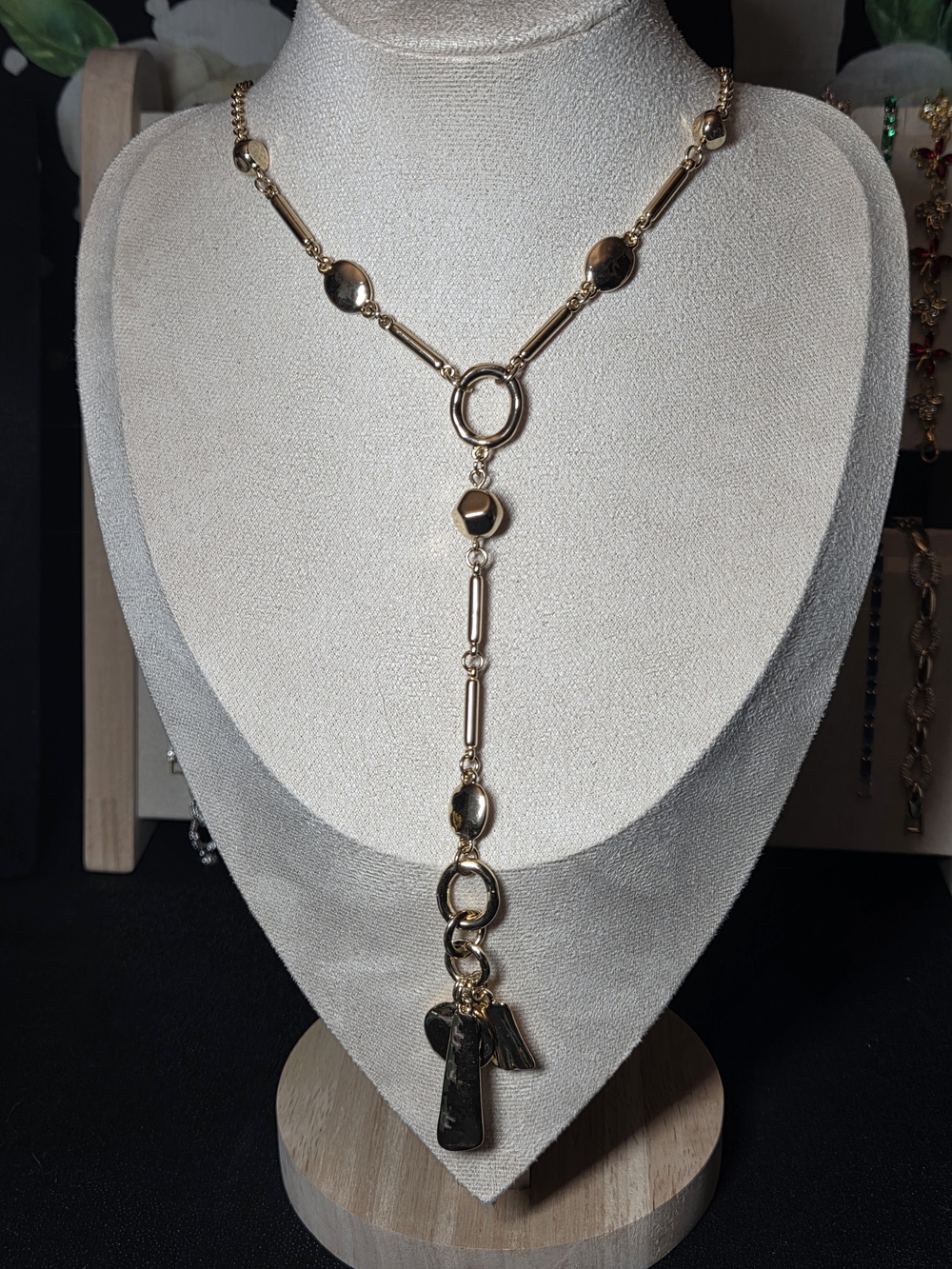 Chico's Gold Tone Y-Chain Pendant Necklace